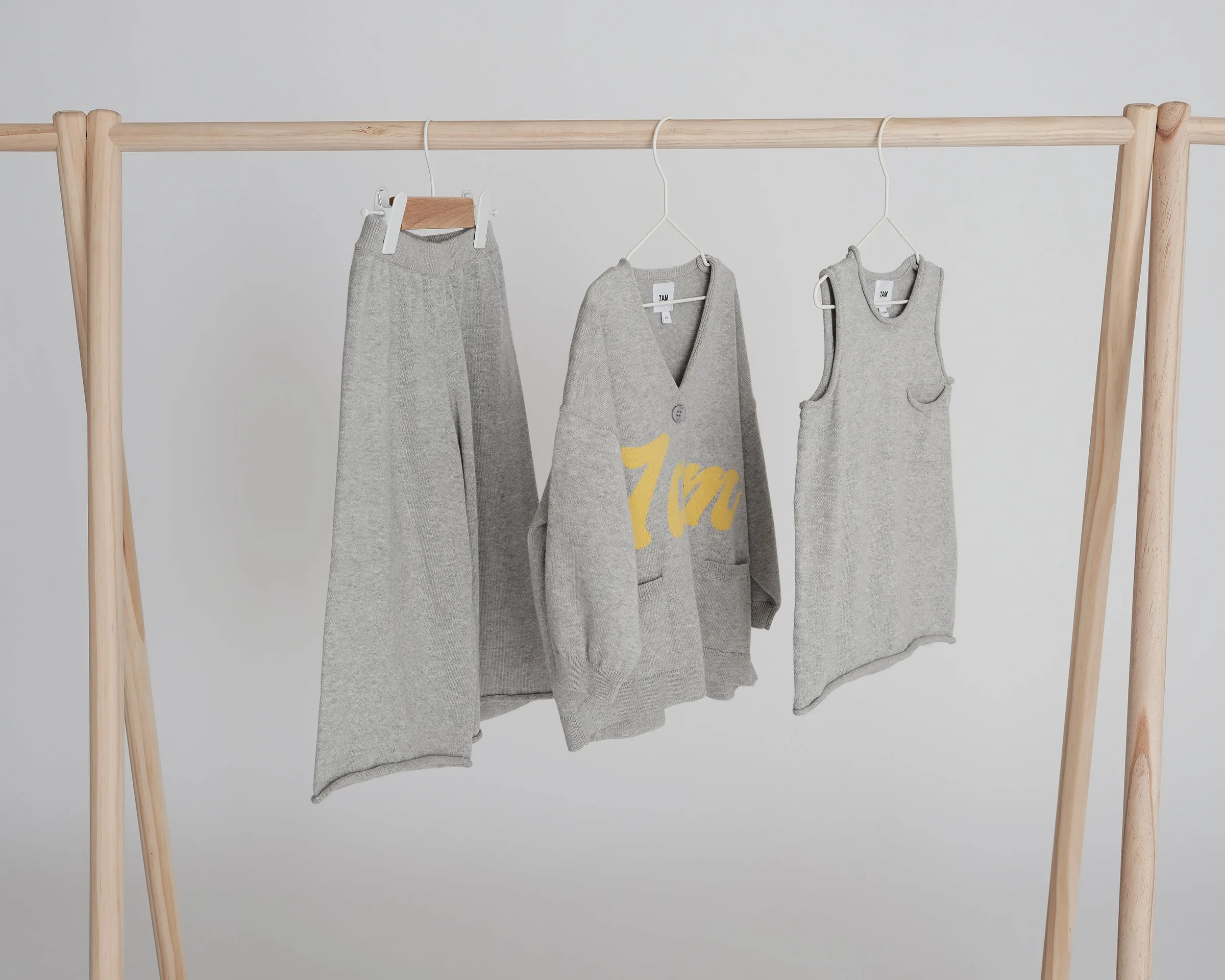 7AM Logo Boxy Cotton Cardigan