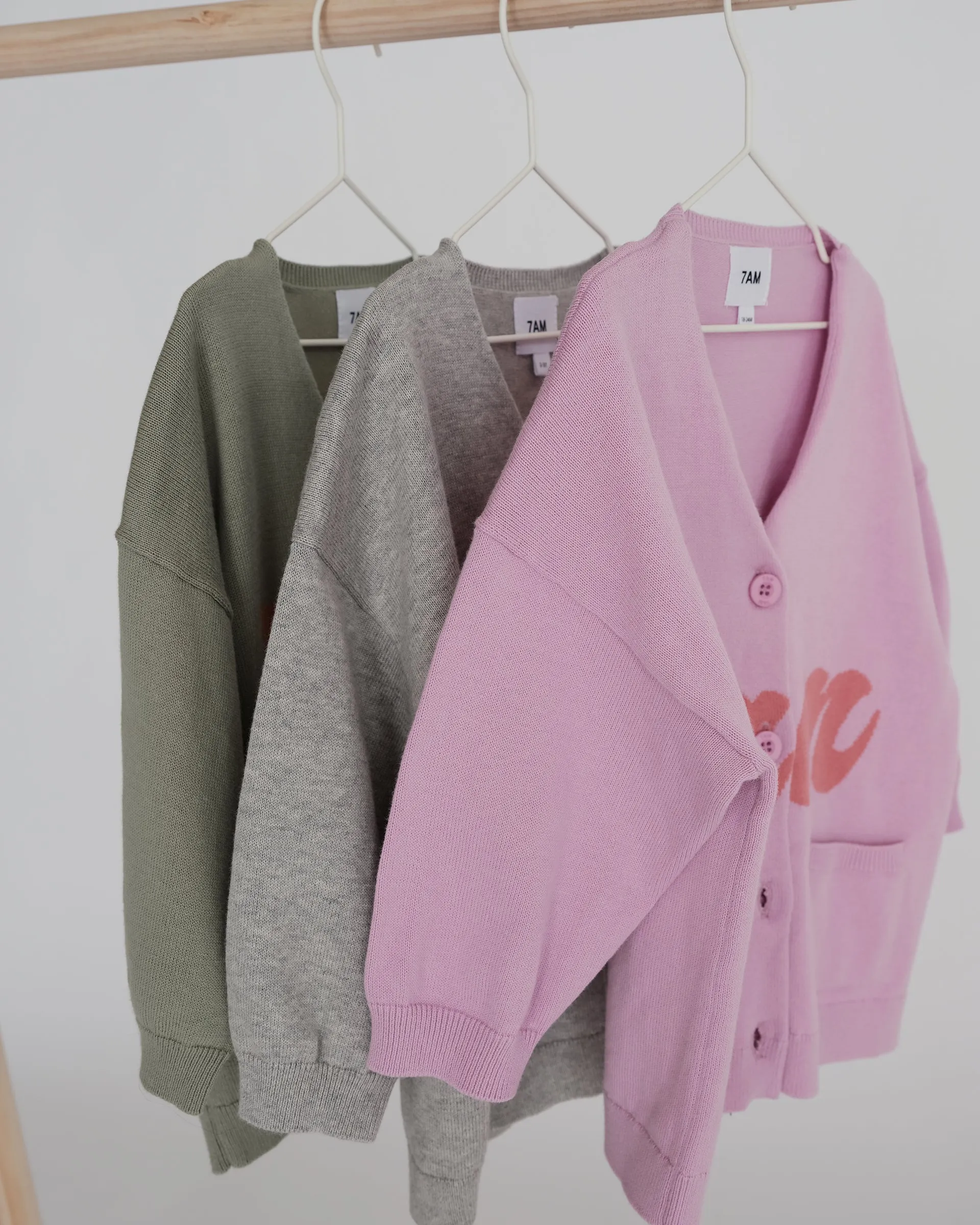 7AM Logo Boxy Cotton Cardigan
