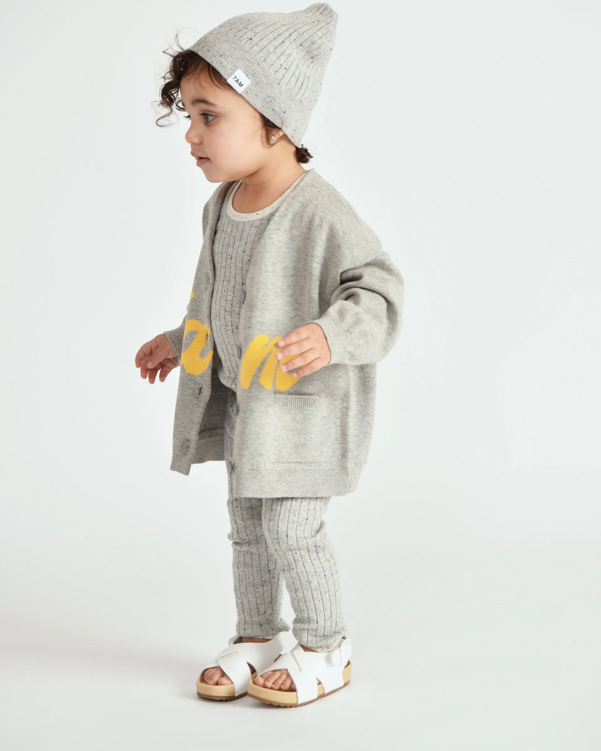 7AM Logo Boxy Cotton Cardigan