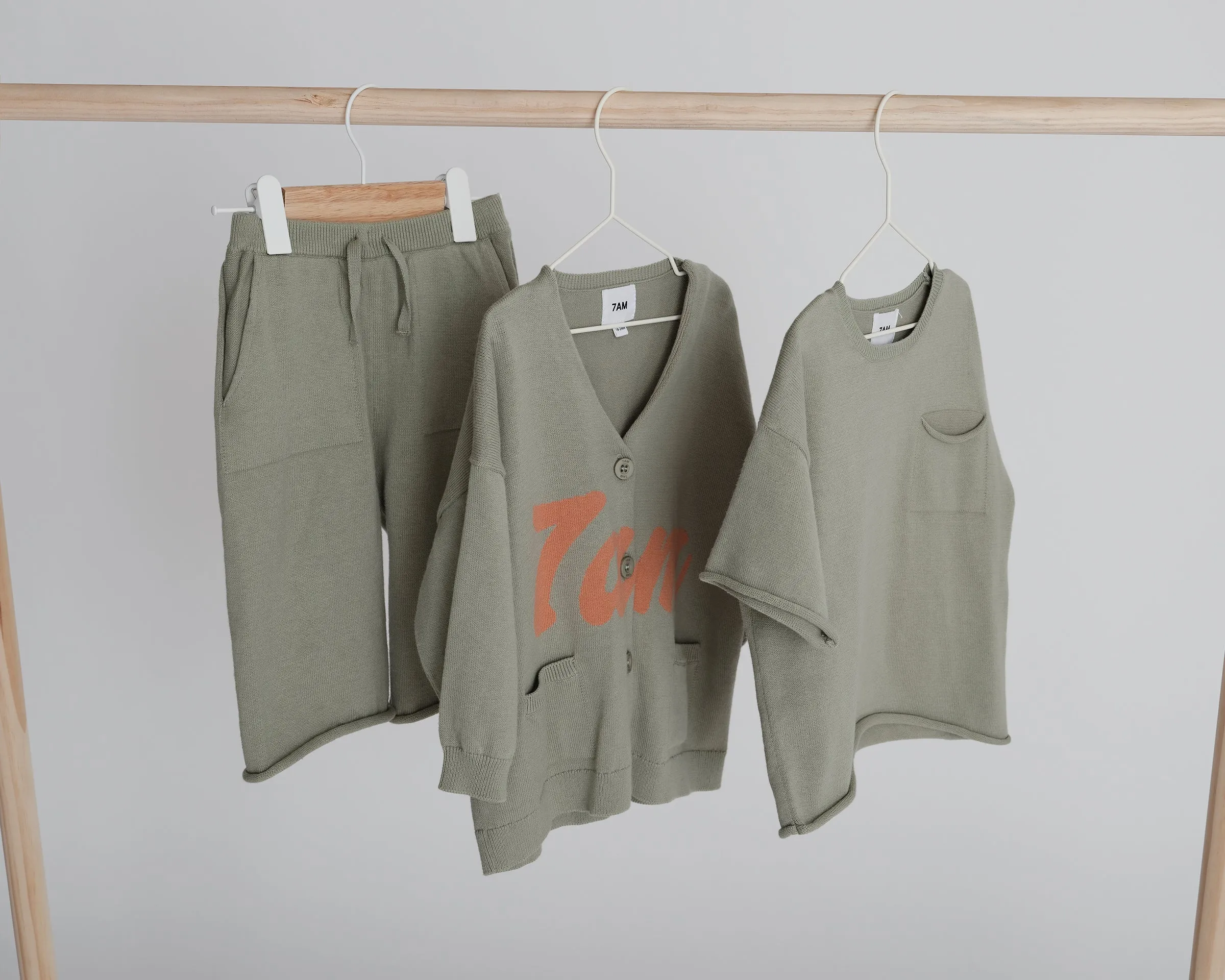 7AM Logo Boxy Cotton Cardigan
