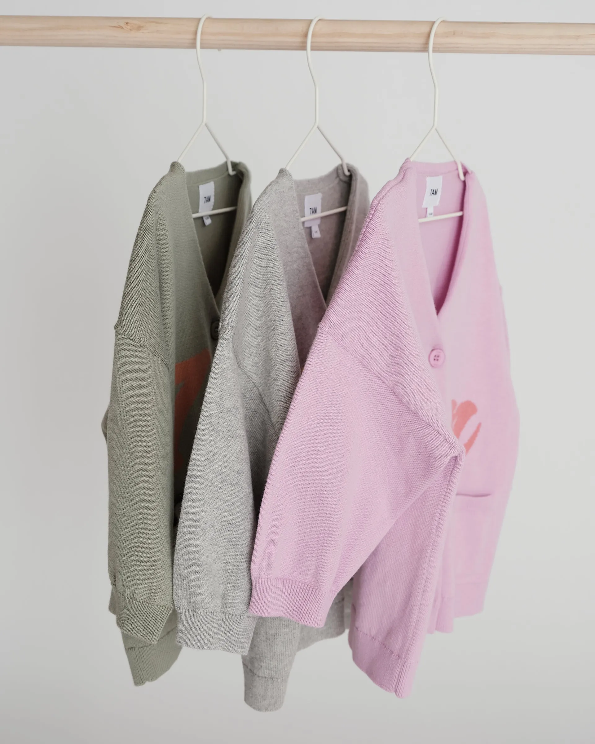 7AM Logo Boxy Cotton Cardigan