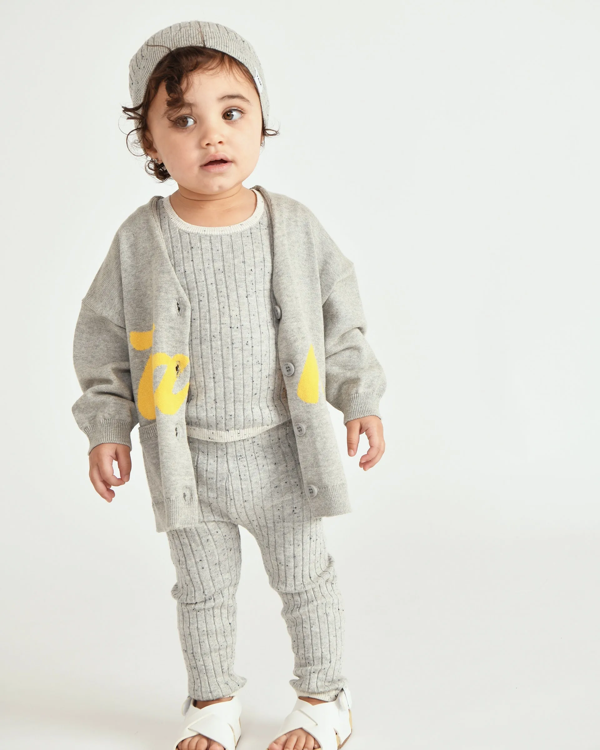 7AM Logo Boxy Cotton Cardigan