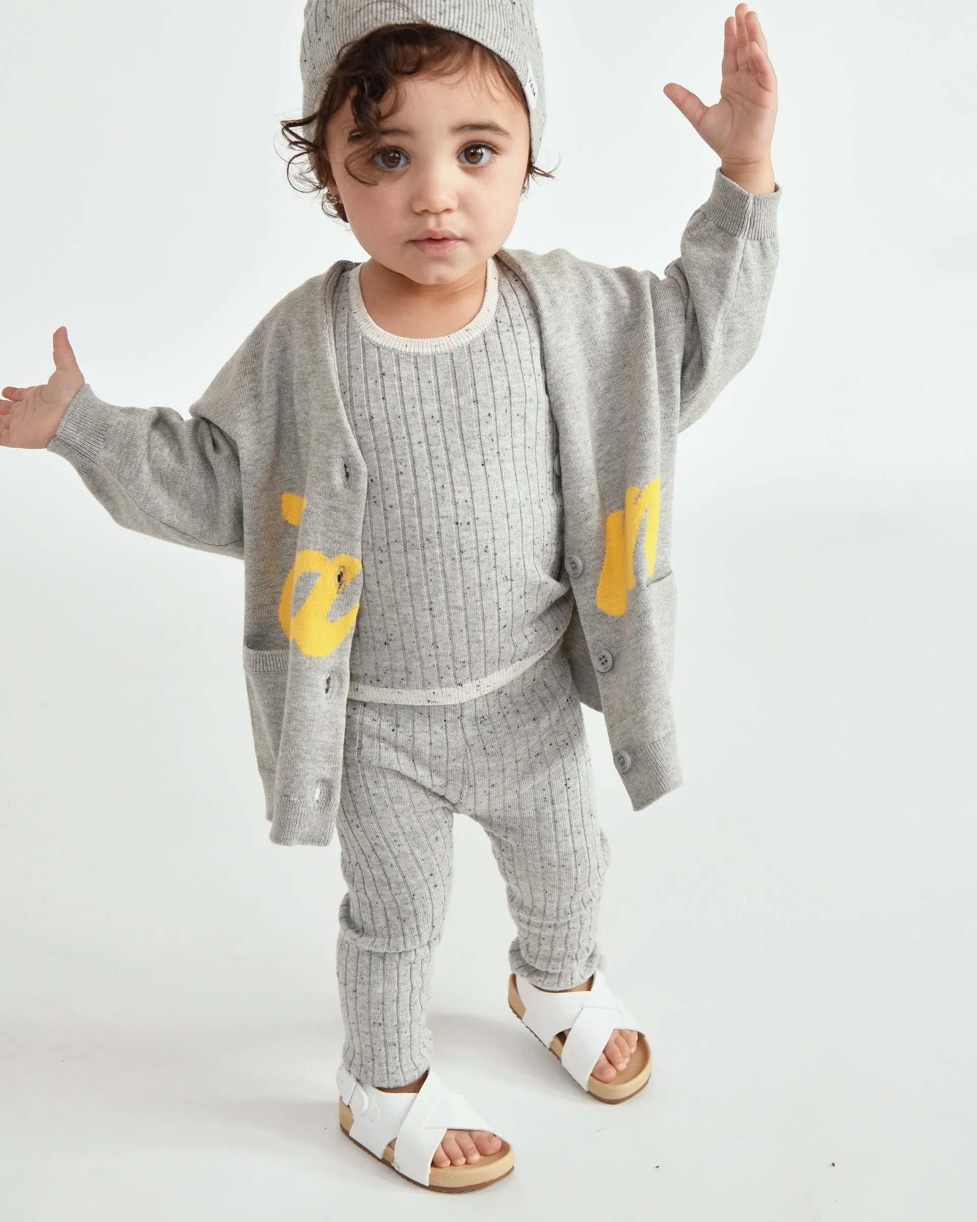 7AM Logo Boxy Cotton Cardigan