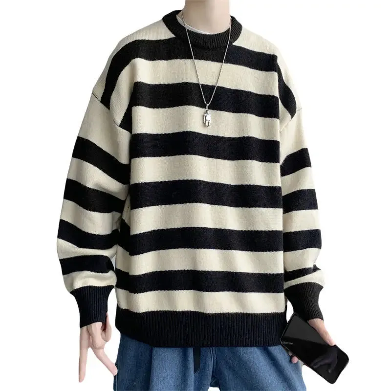ADVBRIDGE New Arrivals Contrast Stripe Knitting Sweaters Pullovers Autumn Winter Men's Pullover Oversized Sweater Clothing L86