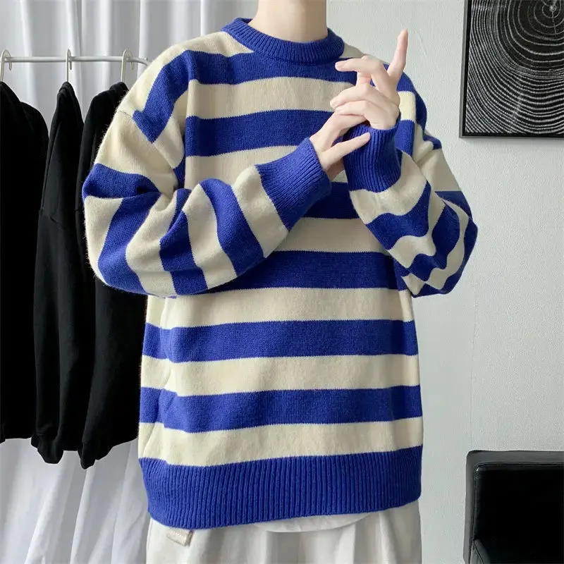ADVBRIDGE New Arrivals Contrast Stripe Knitting Sweaters Pullovers Autumn Winter Men's Pullover Oversized Sweater Clothing L86