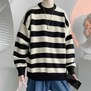 ADVBRIDGE New Arrivals Contrast Stripe Knitting Sweaters Pullovers Autumn Winter Men's Pullover Oversized Sweater Clothing L86