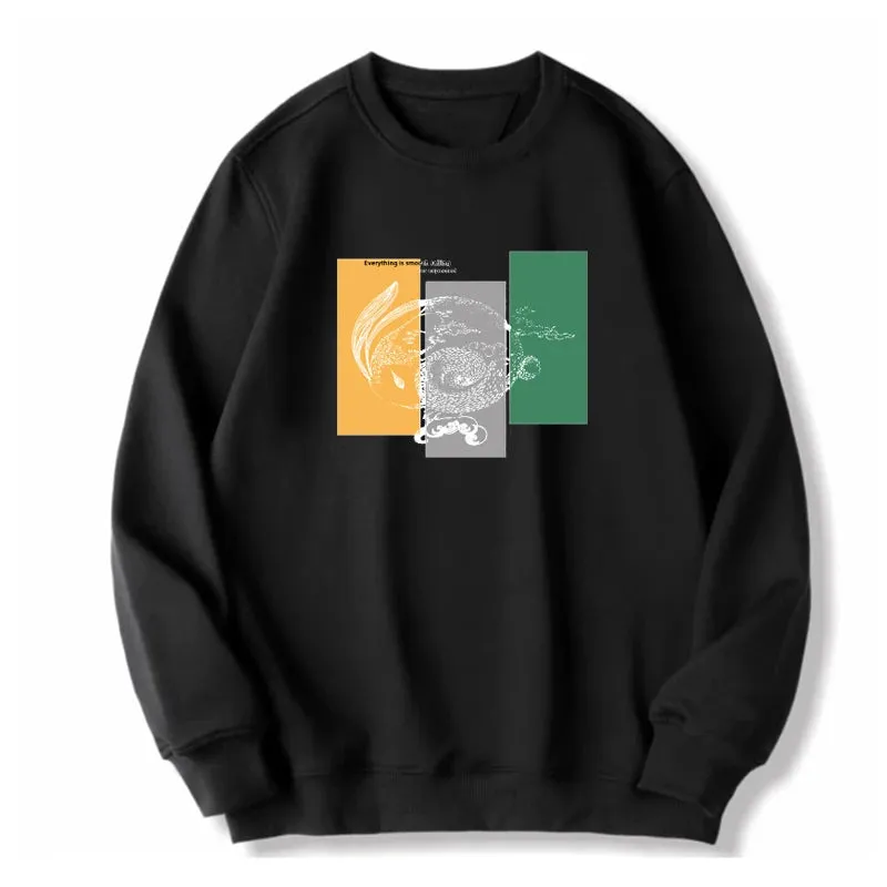 Black Sweatshirts Oversized Long Sleeve Printed Tops Plus Size 110-180kg Men Pullovers 6XL 7XL Round Neck Big Size Men Clothing