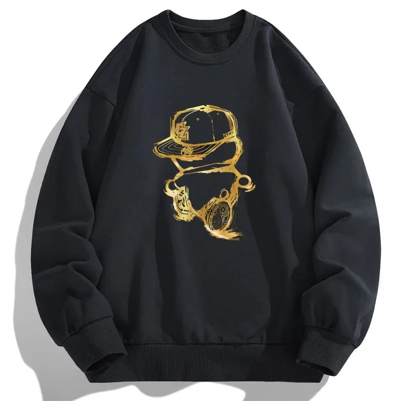Black Sweatshirts Oversized Long Sleeve Printed Tops Plus Size 110-180kg Men Pullovers 6XL 7XL Round Neck Big Size Men Clothing