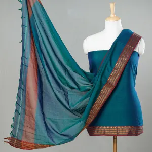 Blue - 3pc Dharwad Cotton Suit Material Set 06
