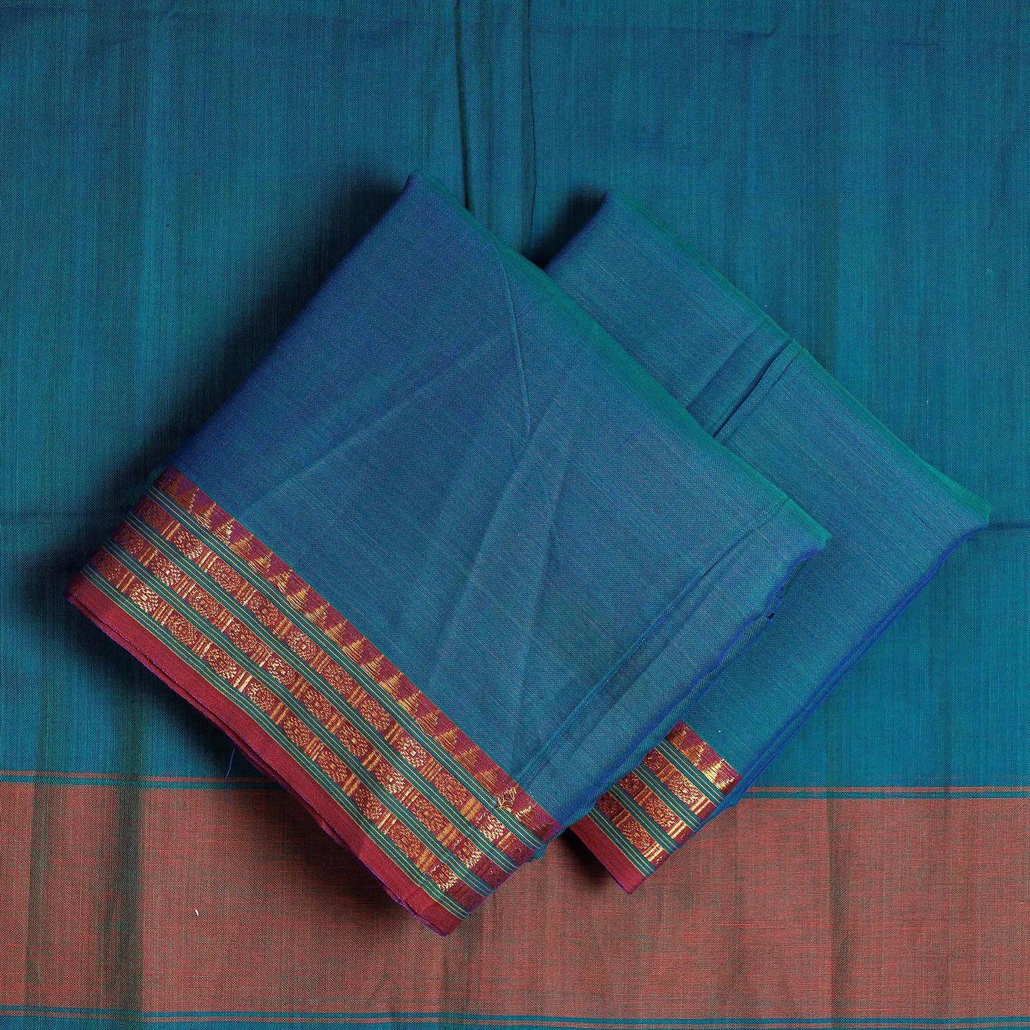 Blue - 3pc Dharwad Cotton Suit Material Set 06
