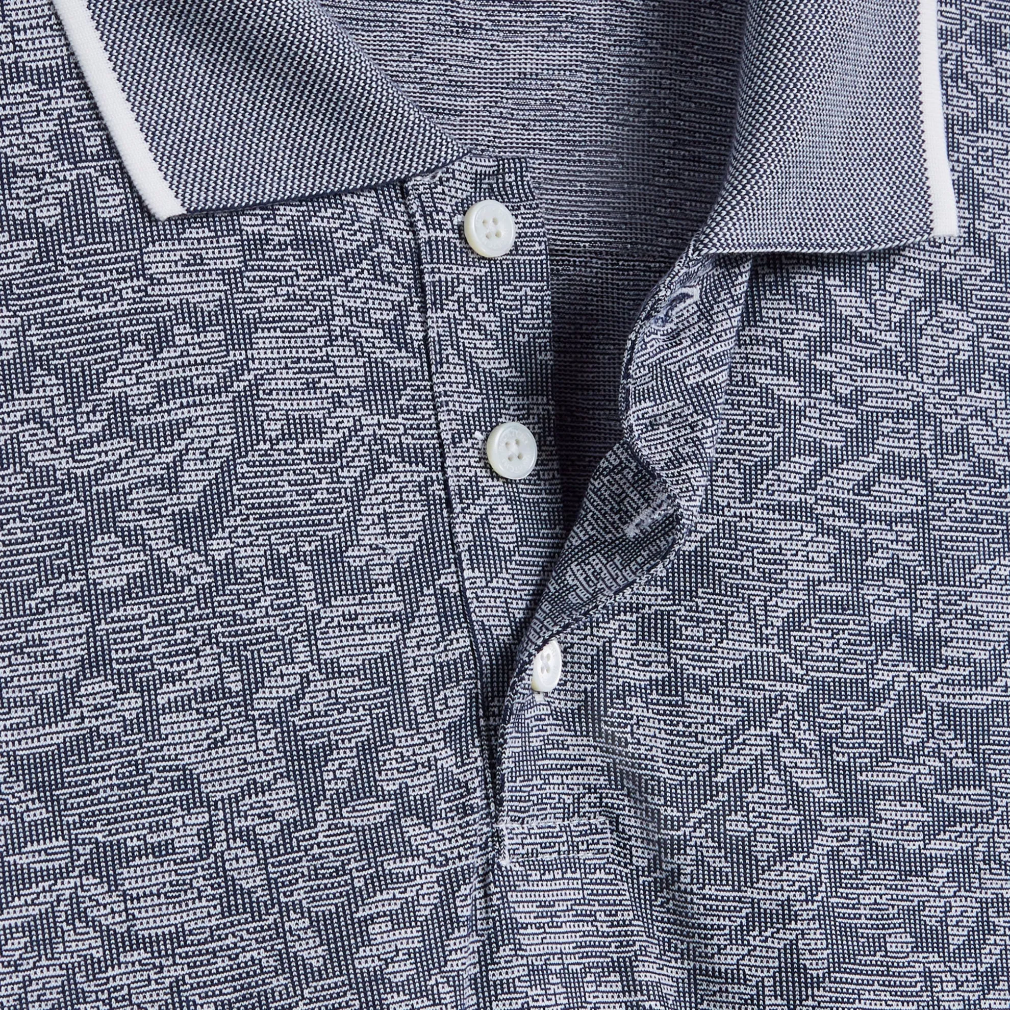 BUGATCHI Short Sleeve Three Button Polo / Navy