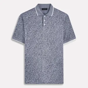 BUGATCHI Short Sleeve Three Button Polo / Navy