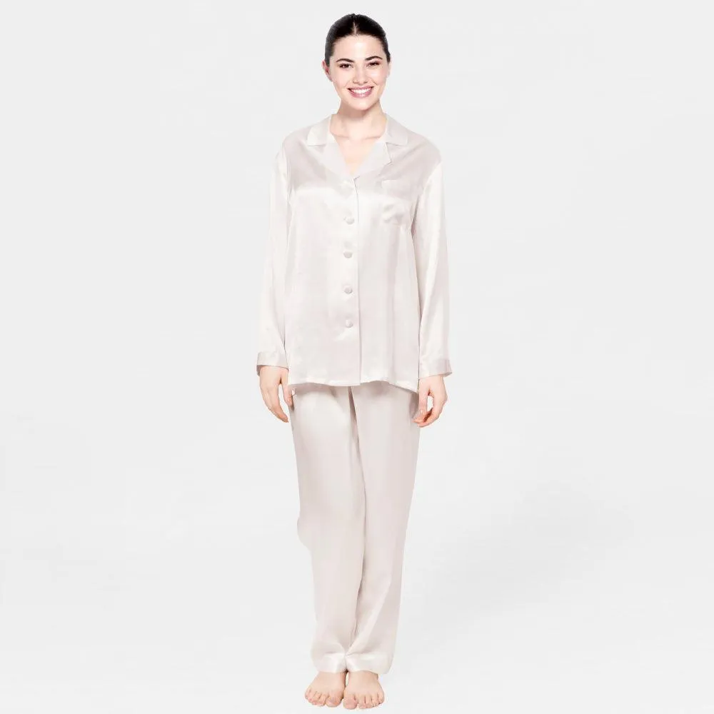 Classic 100% Mulberry  Luxury Nightwear Silk Pajamas Set for Women