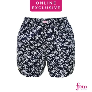 Fem by Hanford Ladies Women 100% Premium Cotton Woven Comfy Sleep Lounge Boxer Shorts Wendi 01 04 05 (1PC) Big Plus Size