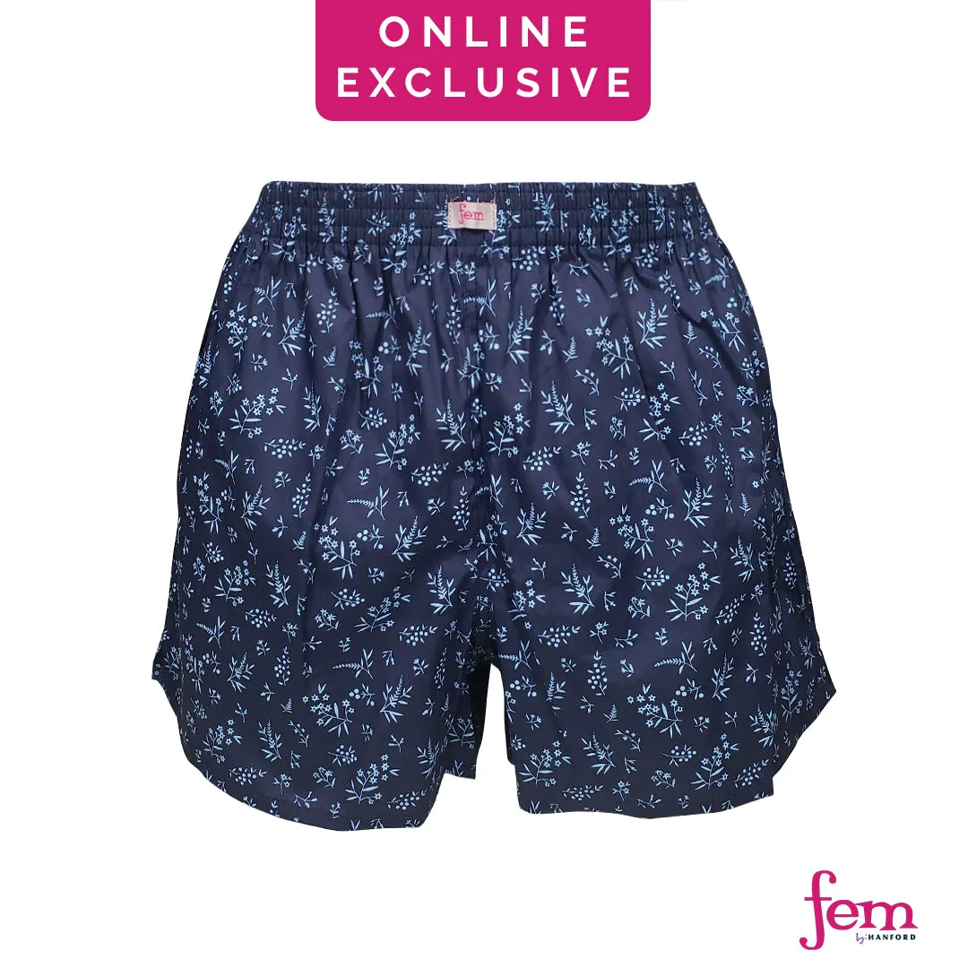 Fem by Hanford Ladies Women 100% Premium Cotton Woven Comfy Sleep Lounge Boxer Shorts Wendi 01 04 05 (1PC) Big Plus Size