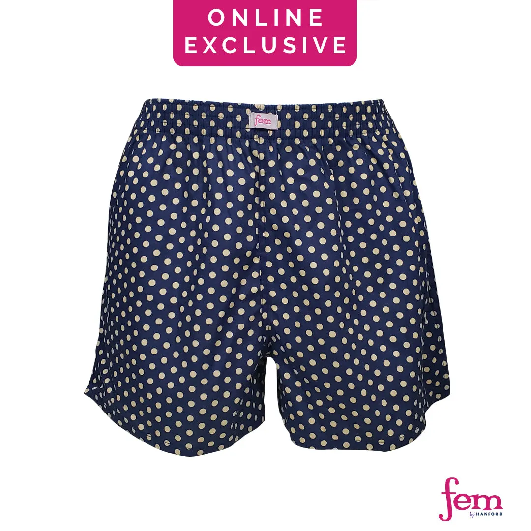 Fem by Hanford Ladies Women 100% Premium Cotton Woven Comfy Sleep Lounge Boxer Shorts Wendi 01 04 05 (1PC) Big Plus Size