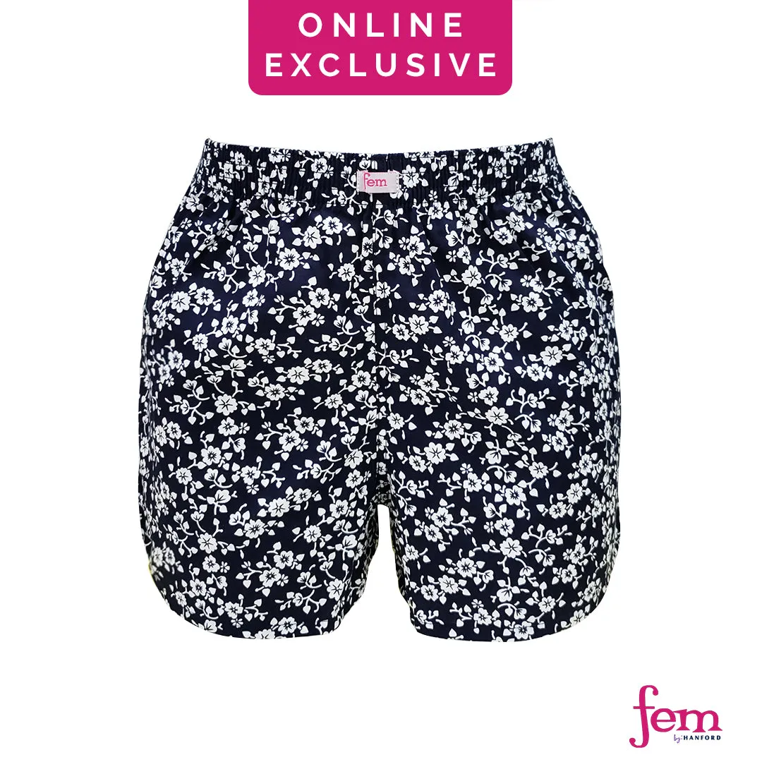 Fem by Hanford Ladies Women 100% Premium Cotton Woven Comfy Sleep Lounge Boxer Shorts Wendi 01 04 05 (1PC) Big Plus Size