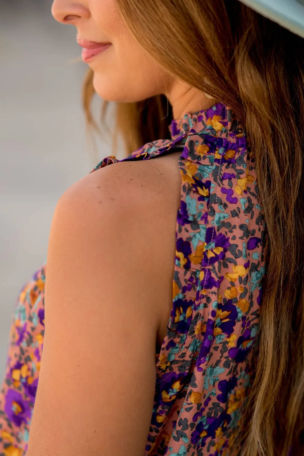Floral Fun Ruffle Trim Tank