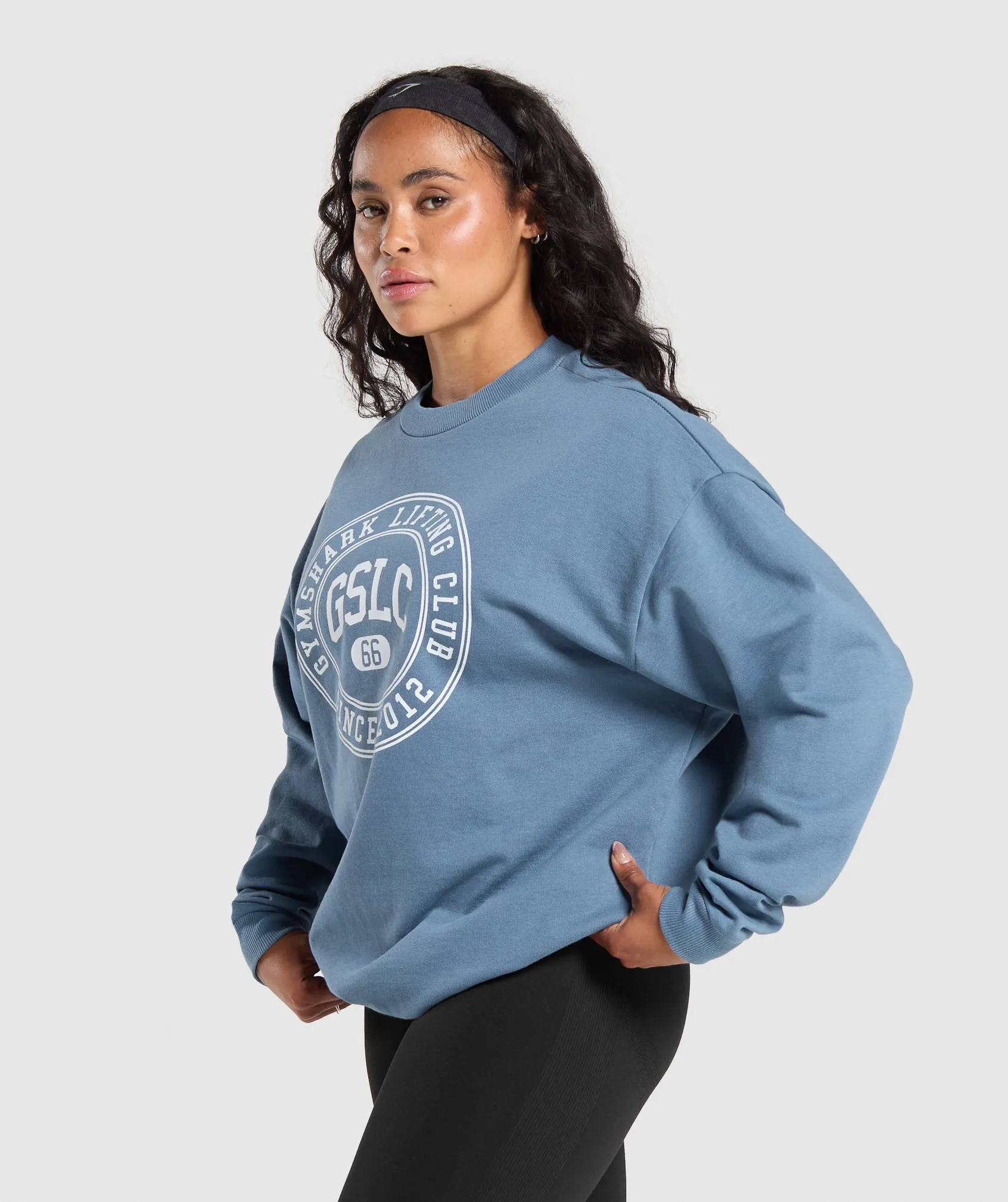Gymshark GSLC Weight Graphic Sweater - Faded Blue