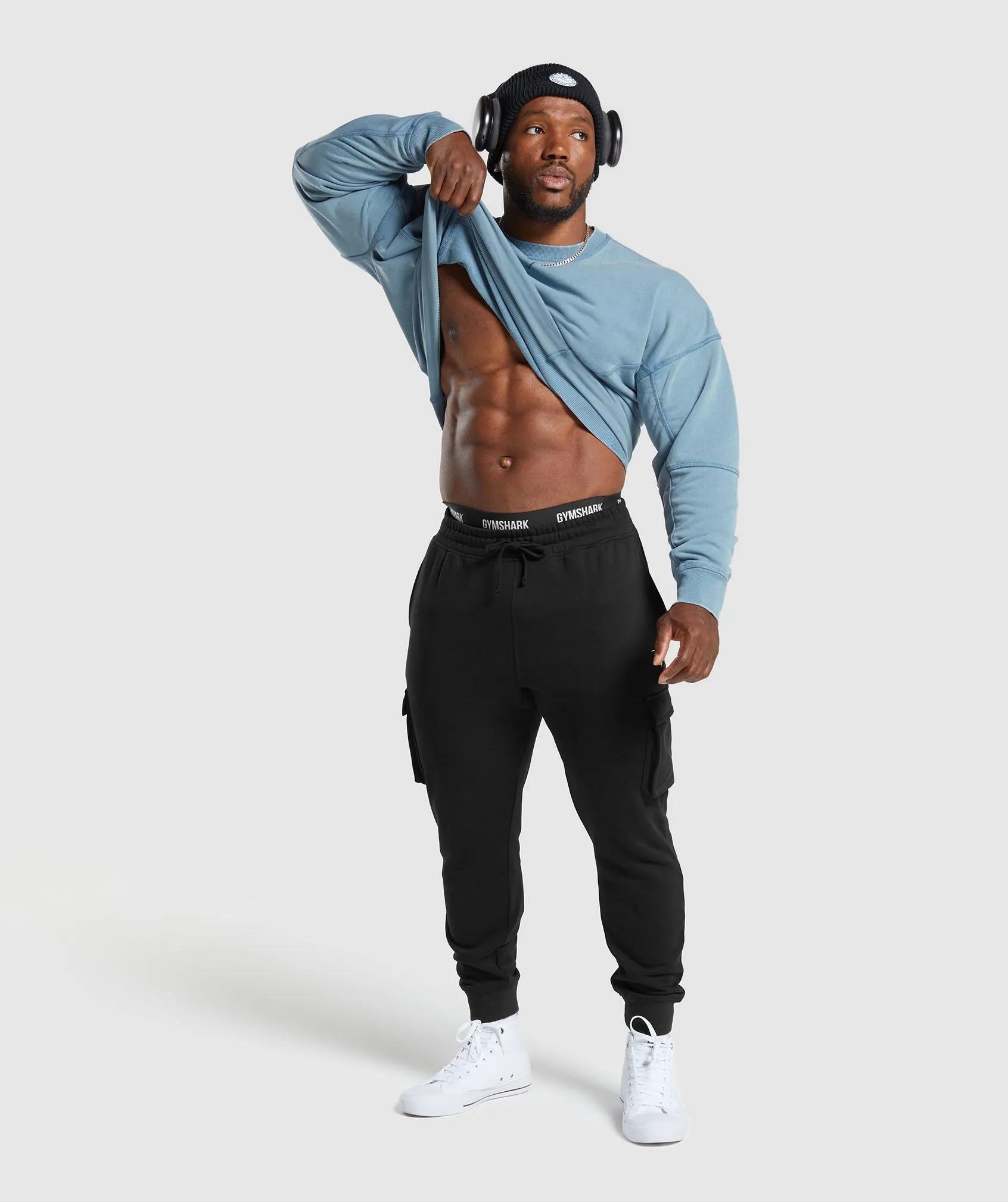 Gymshark Heritage Washed Crew - Faded Blue