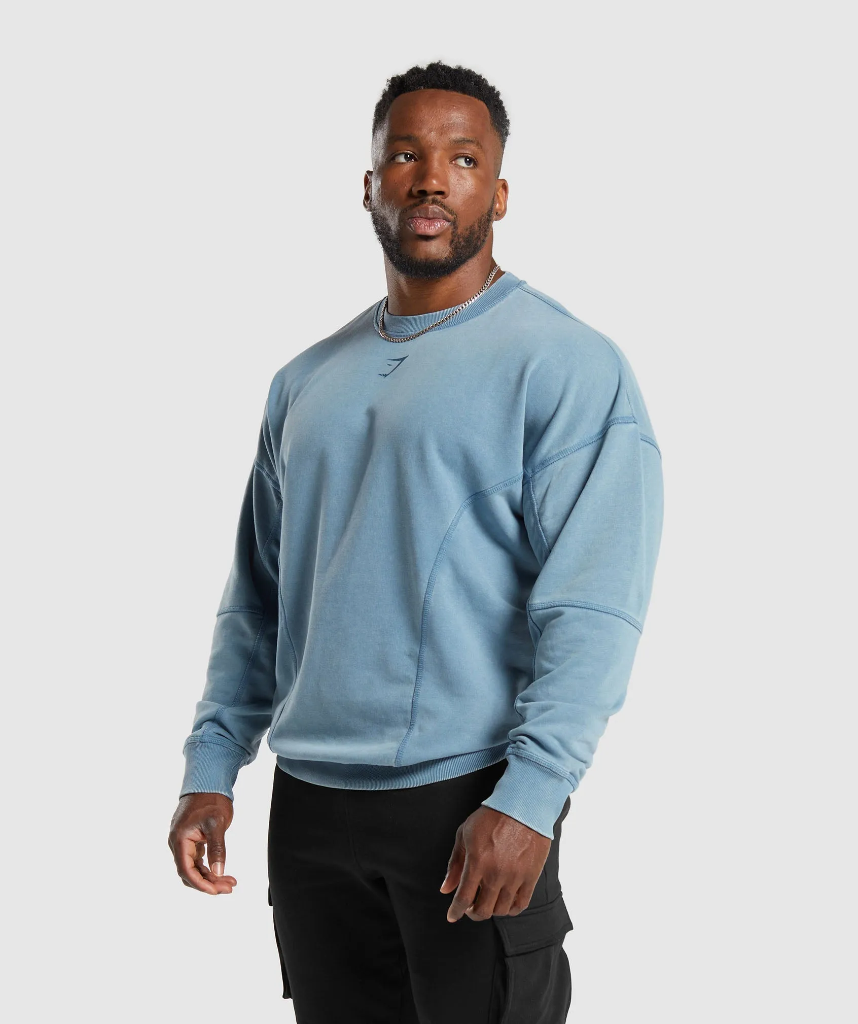 Gymshark Heritage Washed Crew - Faded Blue