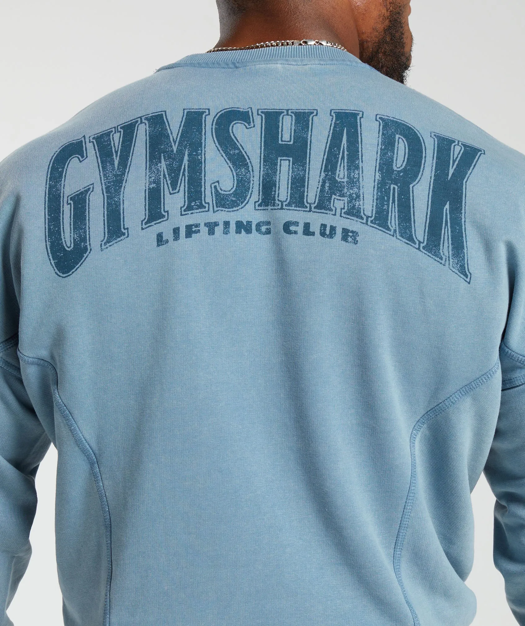 Gymshark Heritage Washed Crew - Faded Blue