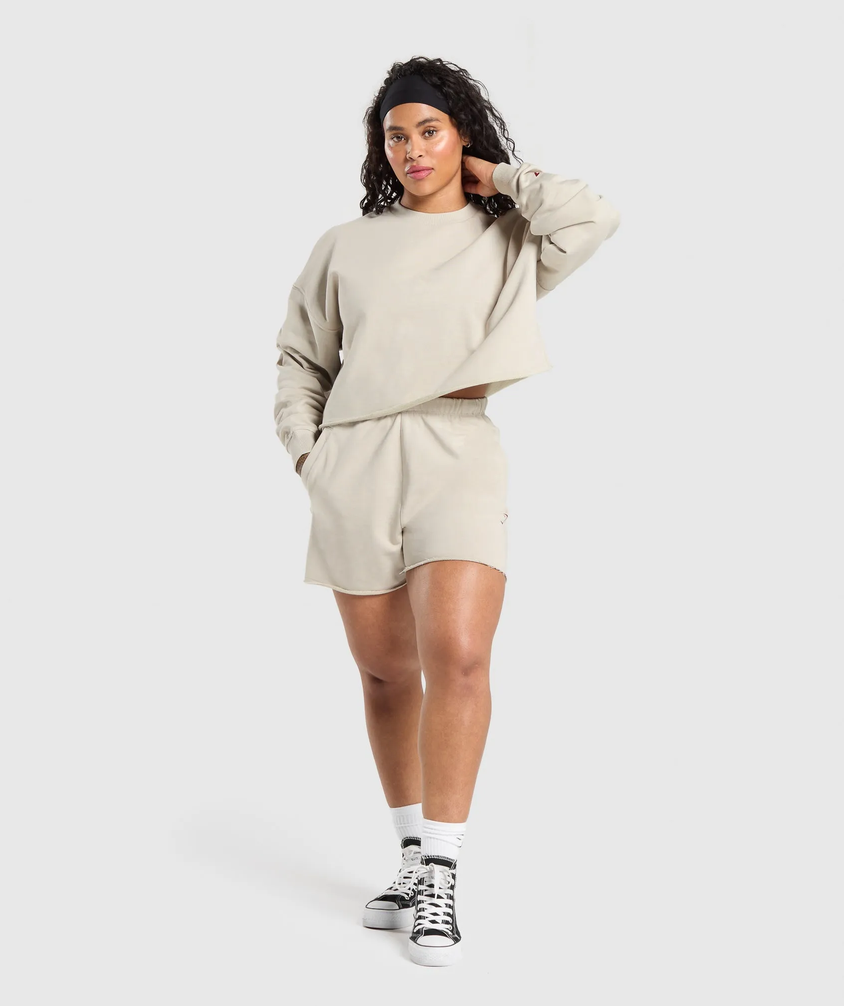 Gymshark Lifting Graphic Midi Sweatshirt - Pebble Grey