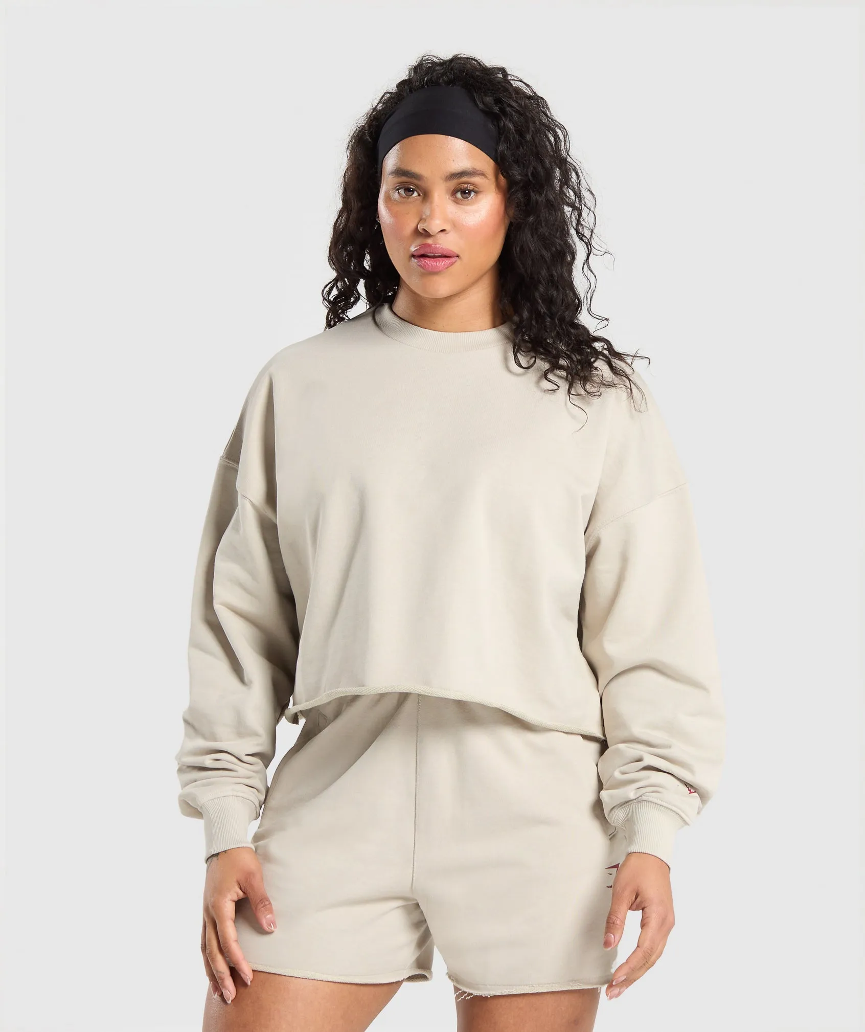 Gymshark Lifting Graphic Midi Sweatshirt - Pebble Grey