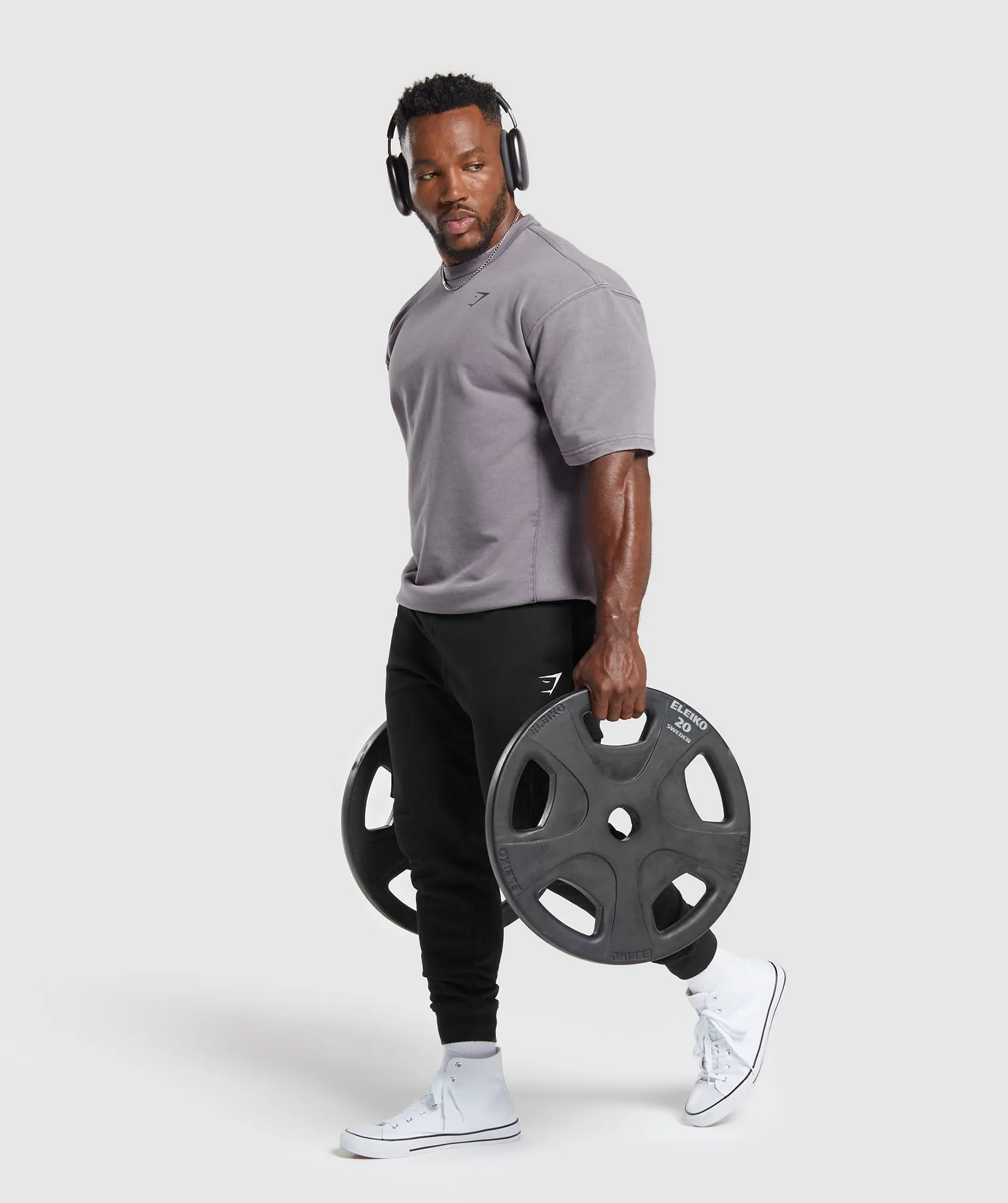 Gymshark Power Washed Short Sleeve Crew - Fog Purple