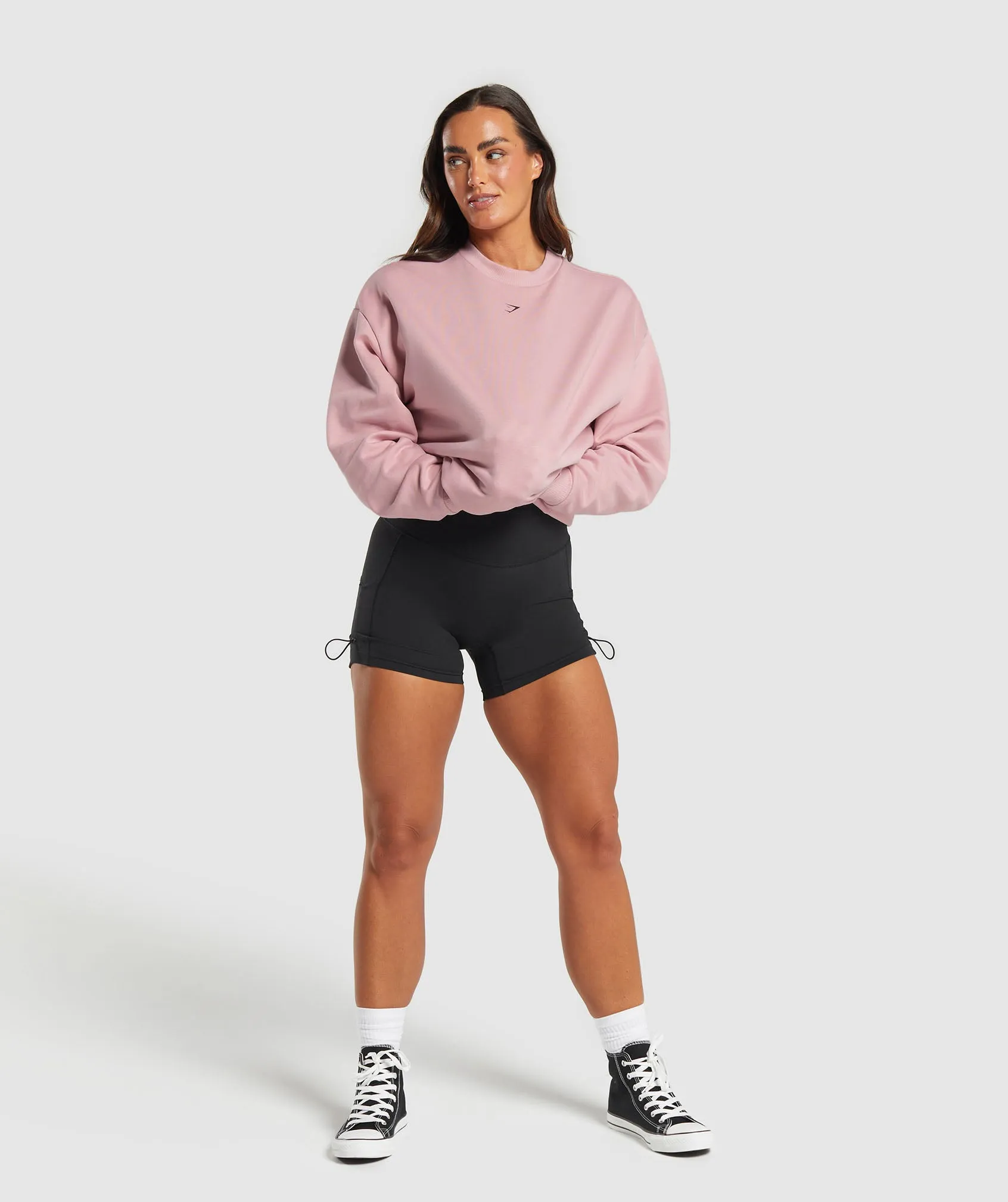 Gymshark Strong Girl Lifting Club Oversized Graphic Crew - Light Pink