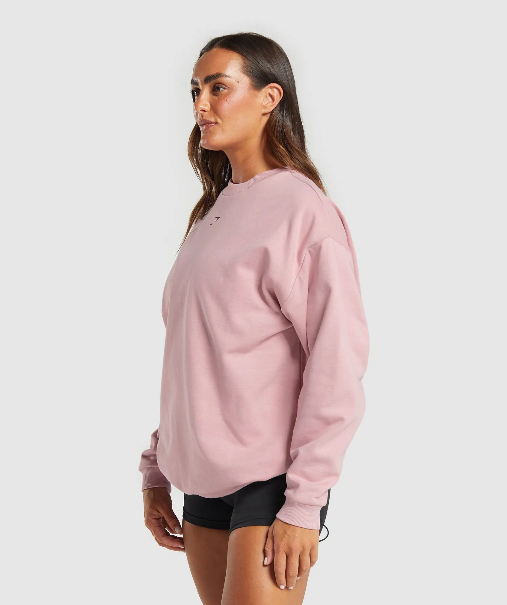 Gymshark Strong Girl Lifting Club Oversized Graphic Crew - Light Pink