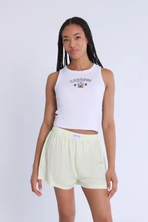 Keroppi Embroidered Pajama Tank Top And Boxer Shorts 2-Piece Set