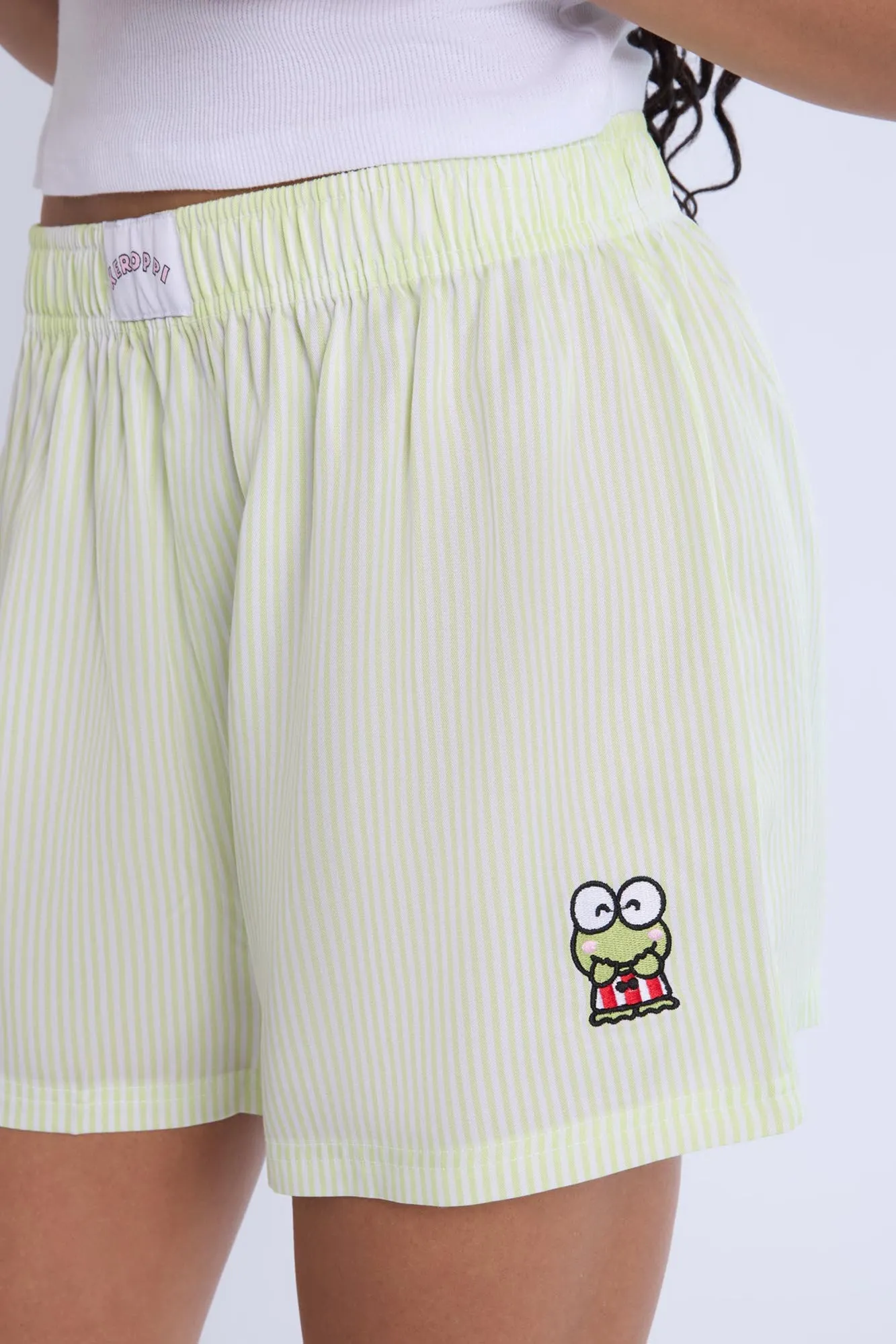 Keroppi Embroidered Pajama Tank Top And Boxer Shorts 2-Piece Set