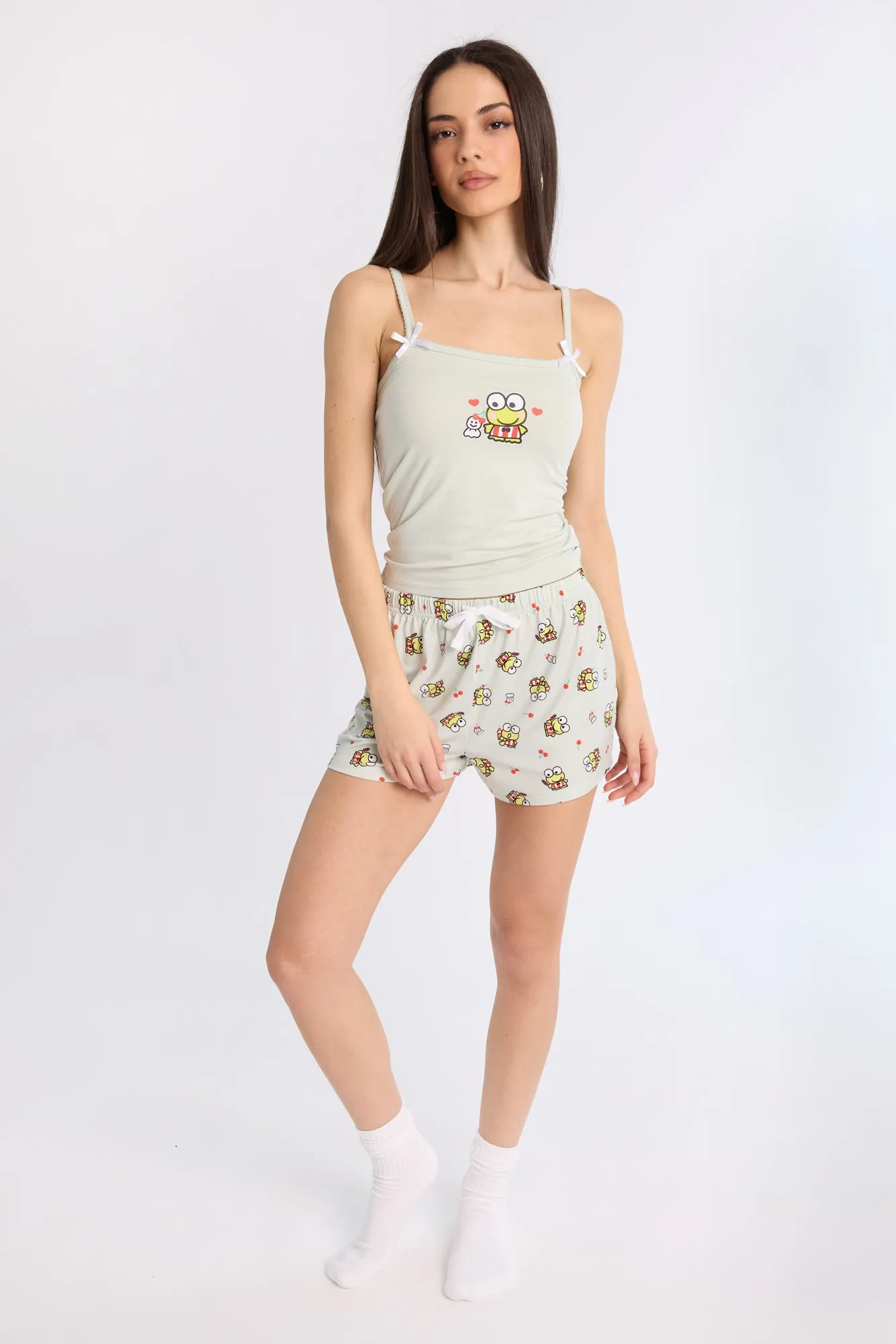Keroppi Super Soft Pajama Tank Top And Shorts 2-Piece Set