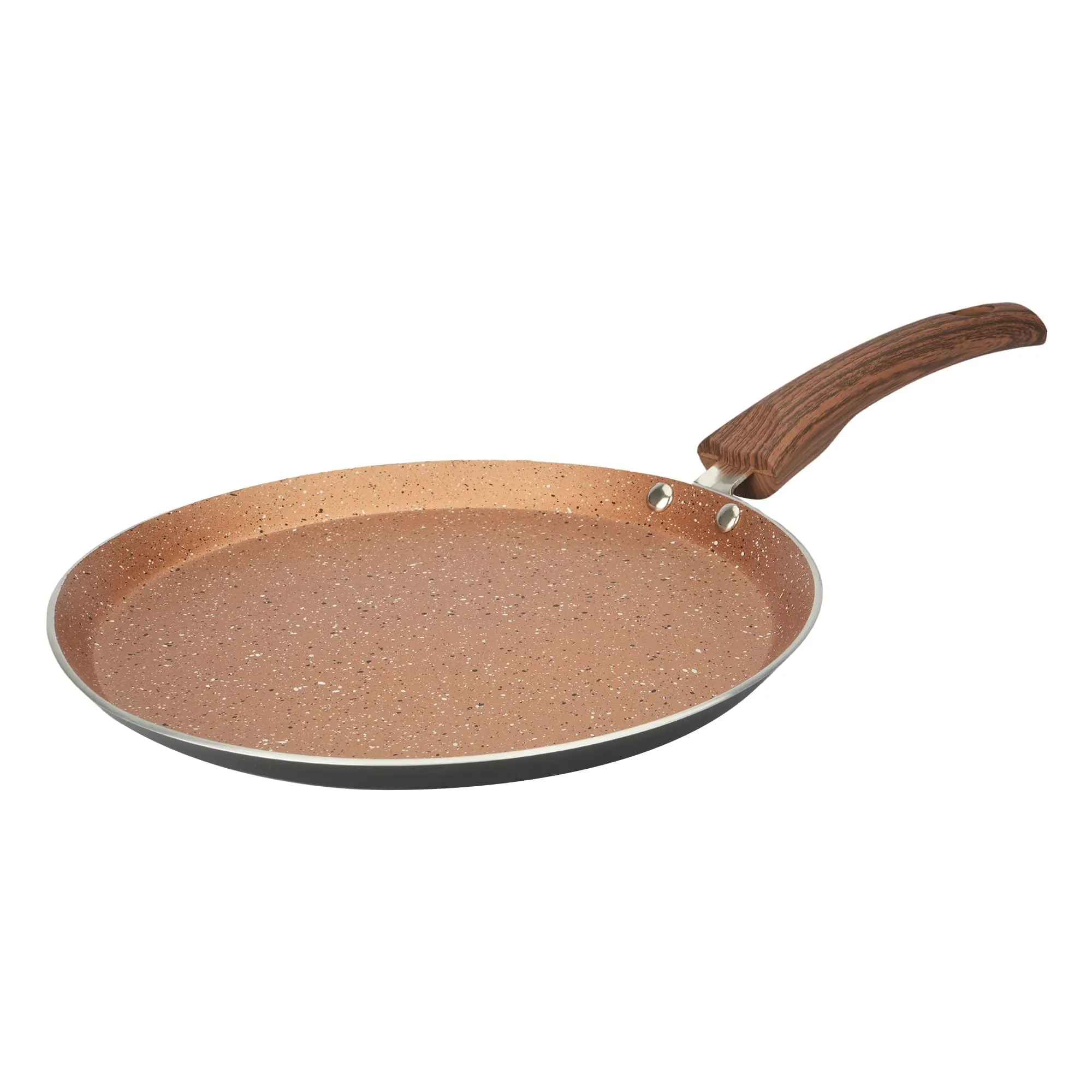 Kuber Industries Dosa Tawa Non Stick Pan with Revivted Handle | High Grade Aluminium Induction Non Stick Tawa Pan | Scratch Resistant, Gas Stove & Induction Compatiable | Black & Golden