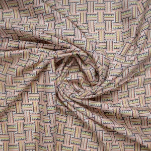 Multi Color Geometrical Print Russian Silk Fabric