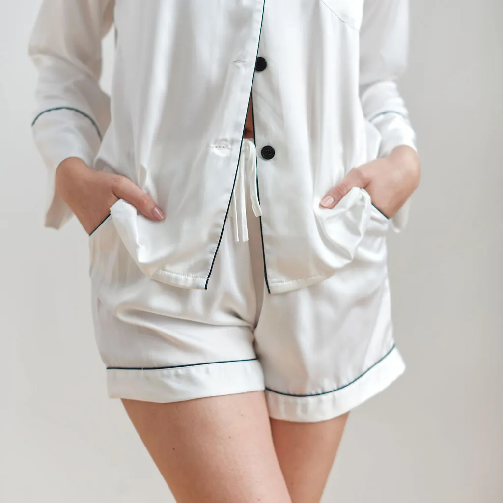 Satin Long Sleeve   Shorts Pajama Set