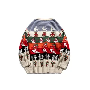 Sweater Men Harajuku Fashion Pullover O-Neck Christmas Cartoons Clothing Long Sleeve Knitted Sweater Men Oversized Pullover Ropa