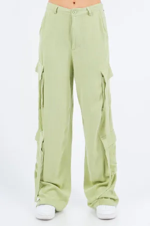 Women's American Bazi Linen Wide Leg Cargo Pants