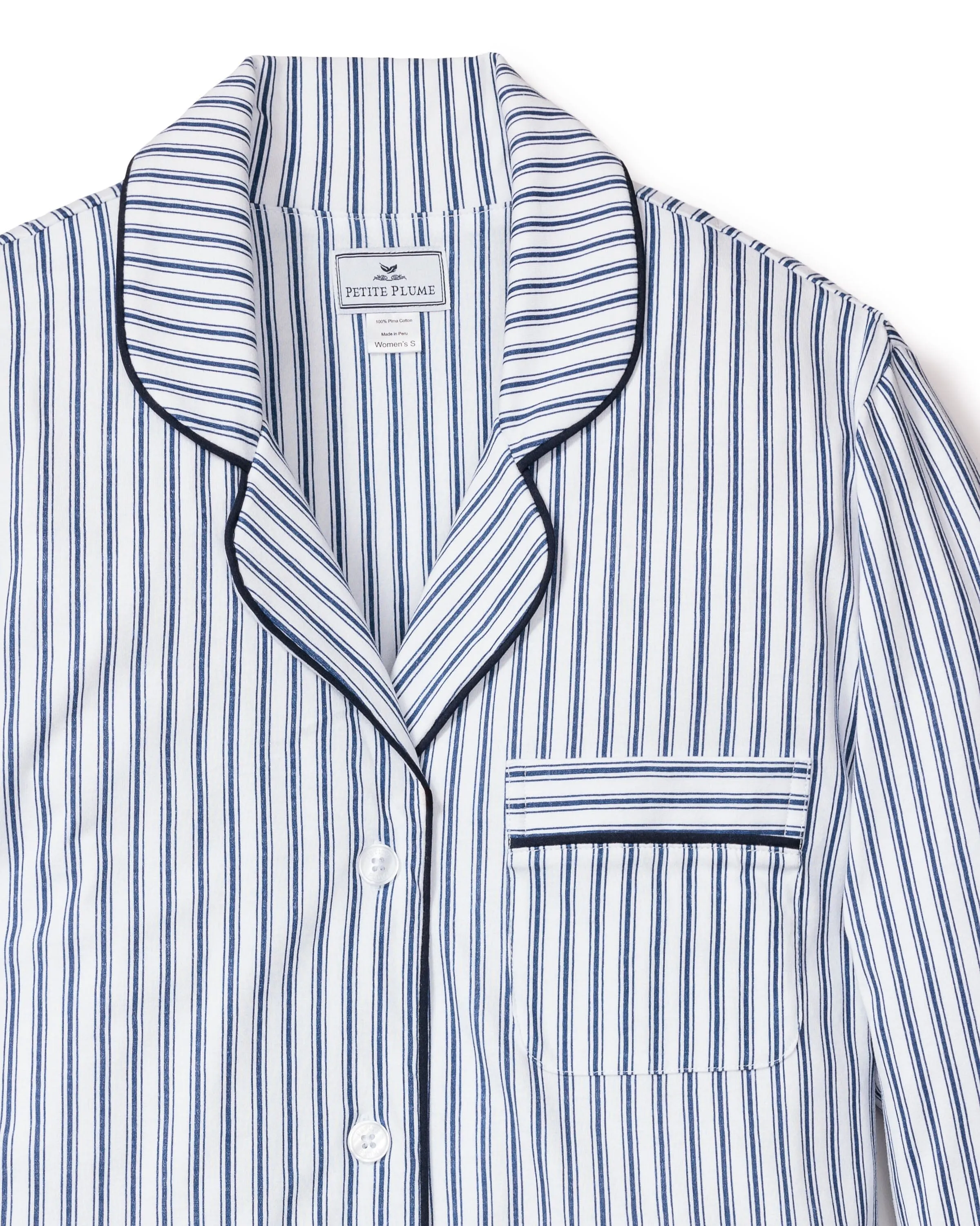 Women's Pima Nightshirt | Navy French Ticking