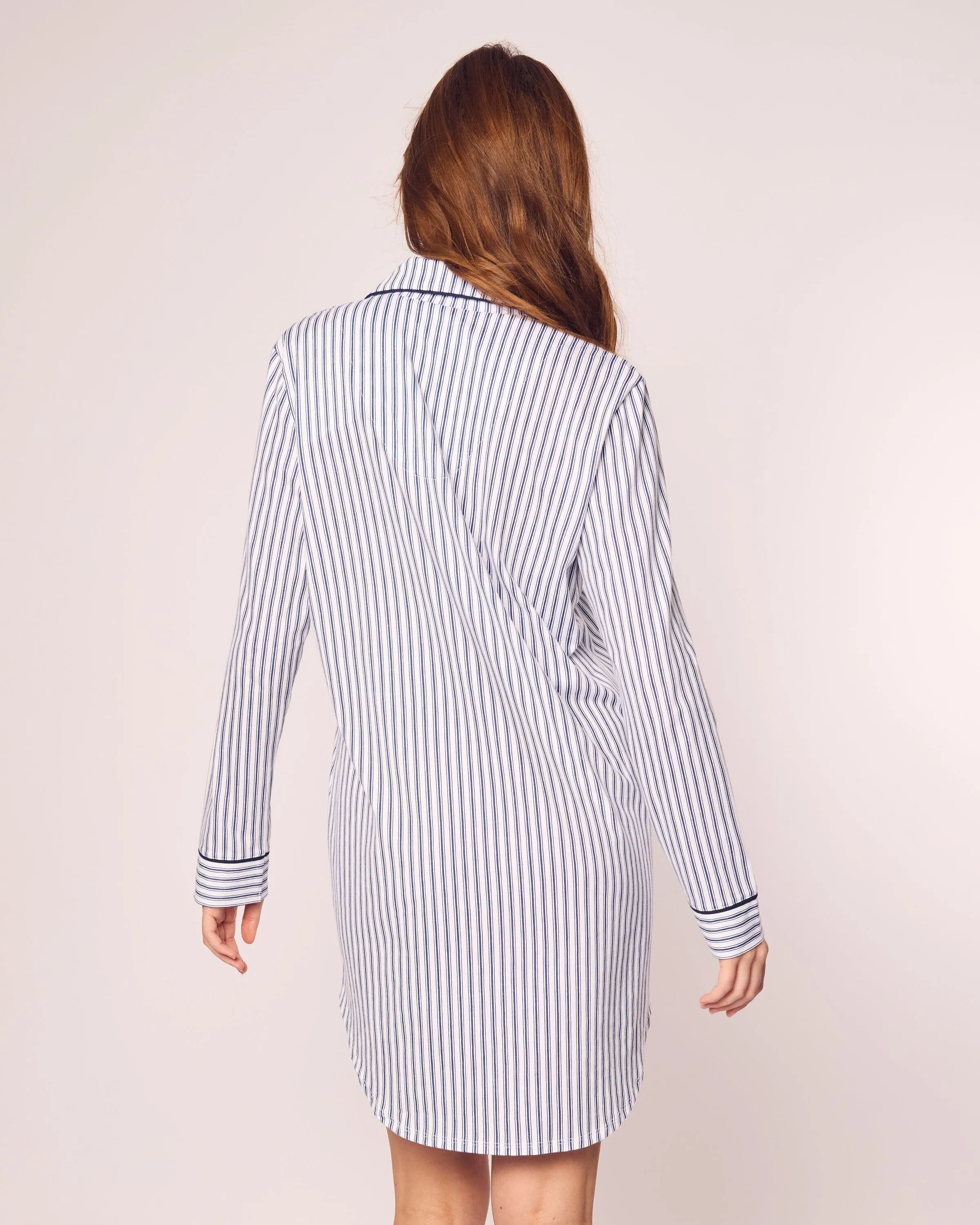 Women's Pima Nightshirt | Navy French Ticking