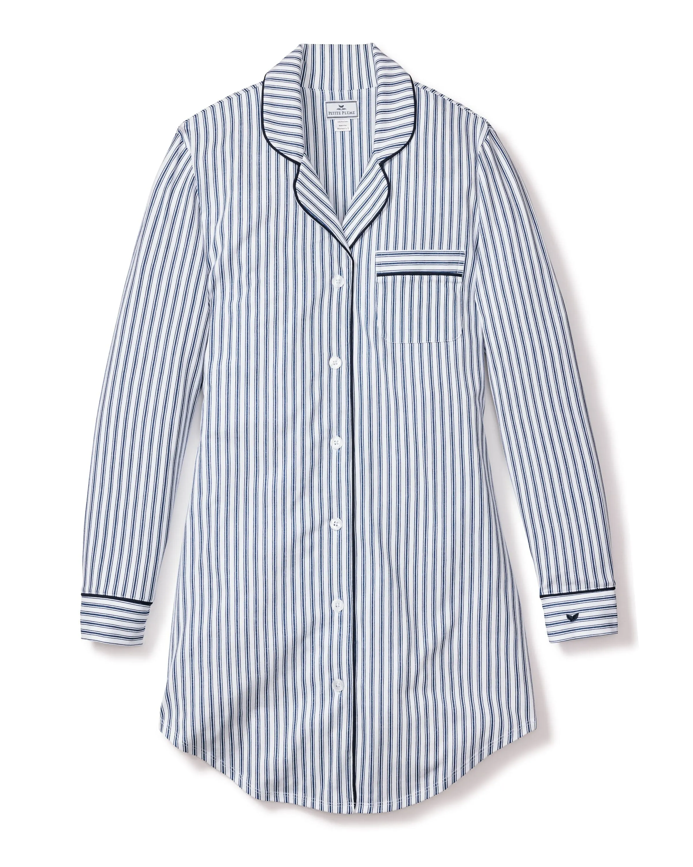 Women's Pima Nightshirt | Navy French Ticking