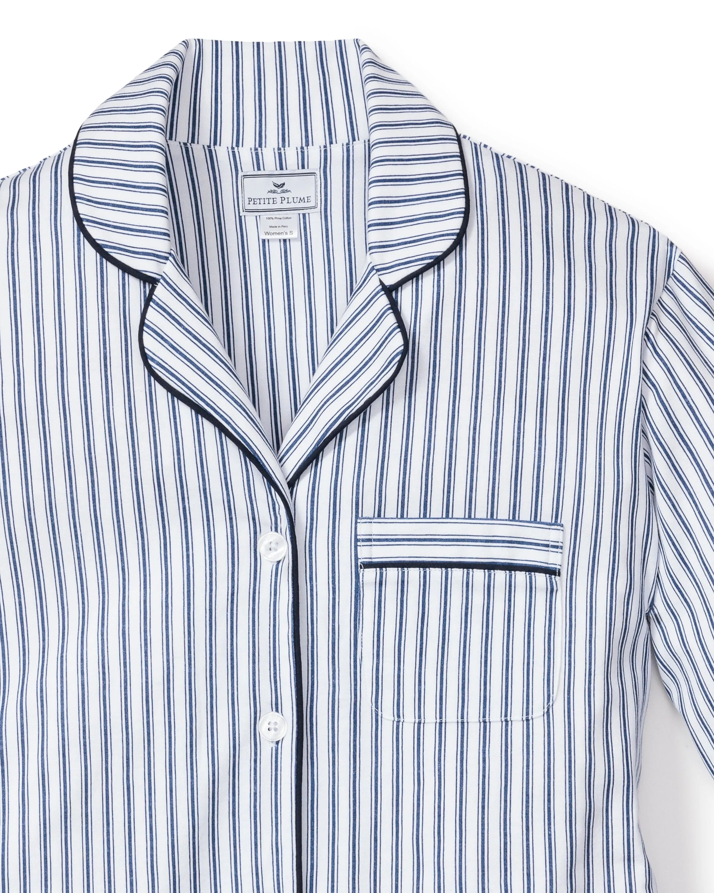 Women's Pima Pajama Set | Navy French Ticking