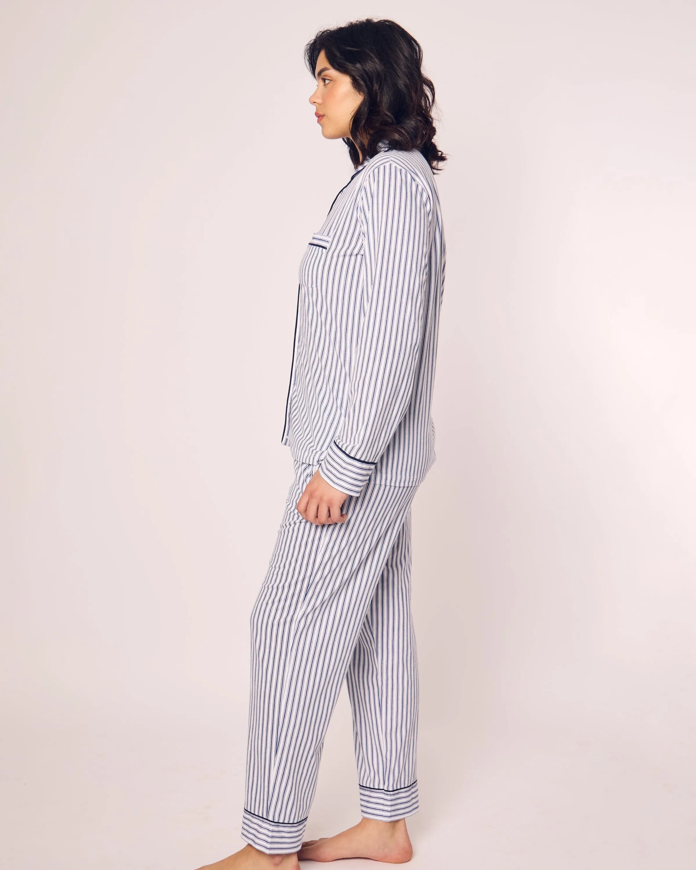 Women's Pima Pajama Set | Navy French Ticking