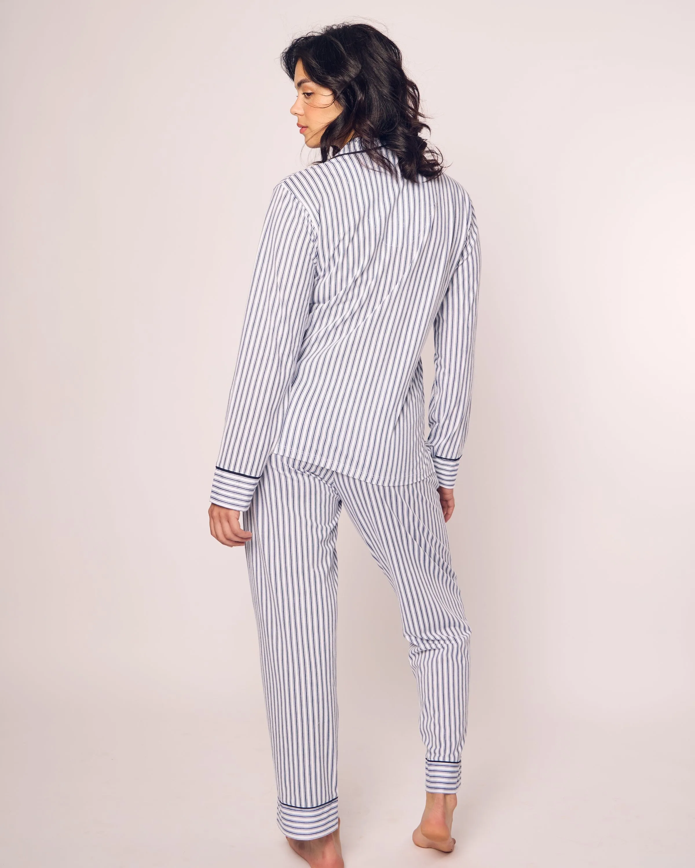 Women's Pima Pajama Set | Navy French Ticking