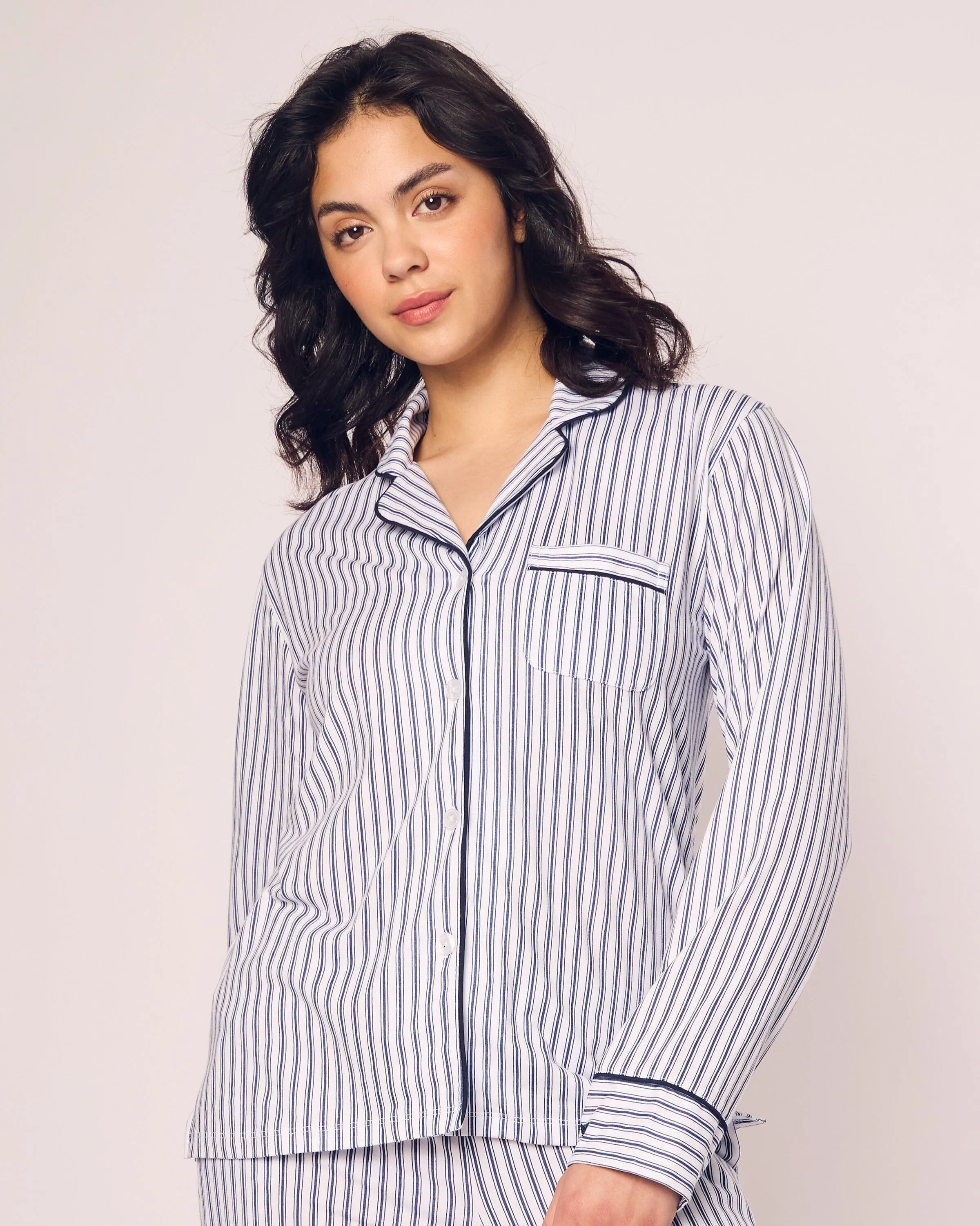 Women's Pima Pajama Set | Navy French Ticking