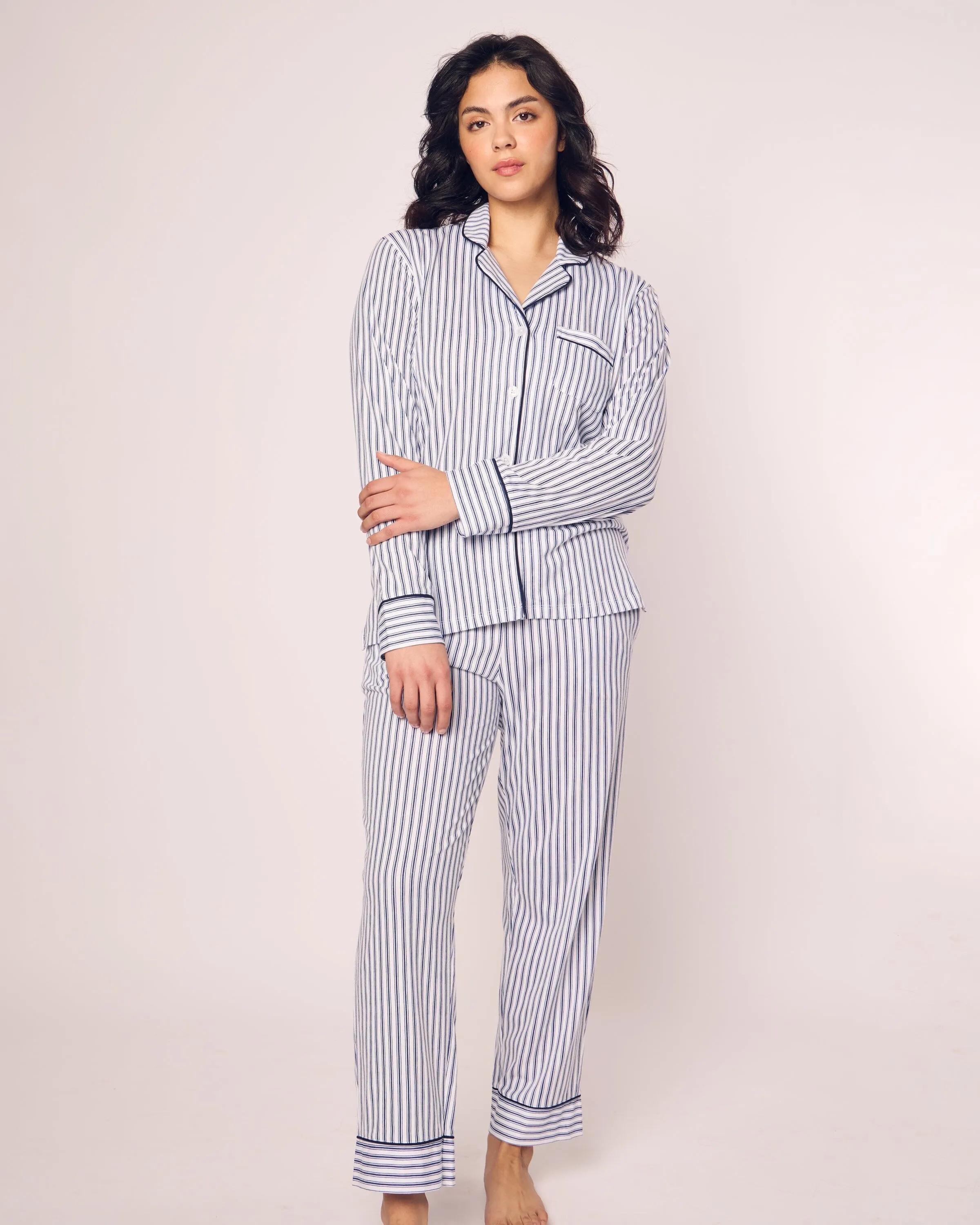 Women's Pima Pajama Set | Navy French Ticking