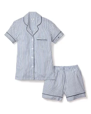 Women's Pima Pajama Short Set | Navy French Ticking
