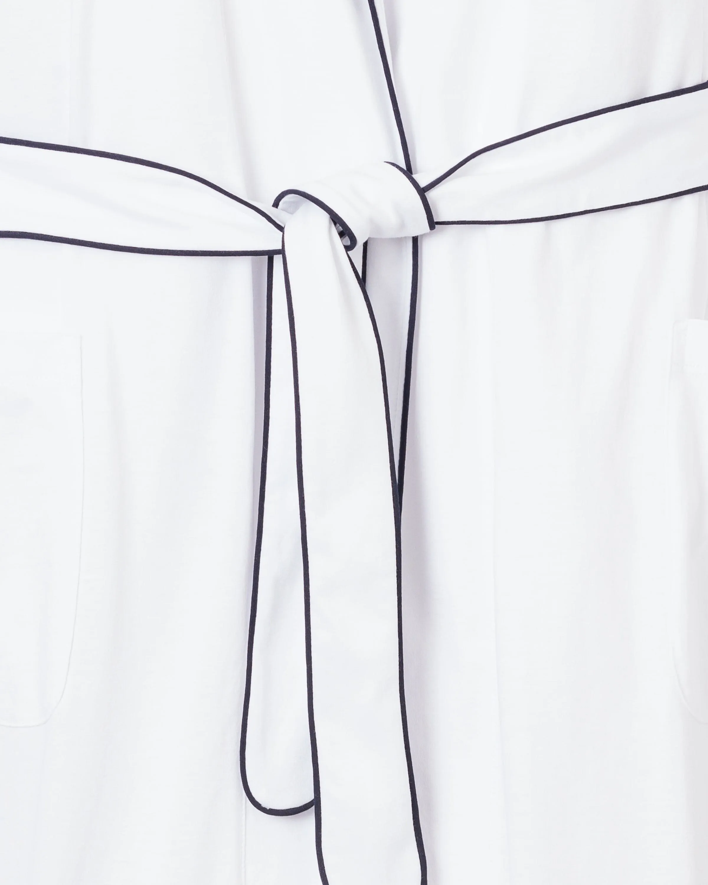 Women's Pima Robe | White with Navy Piping