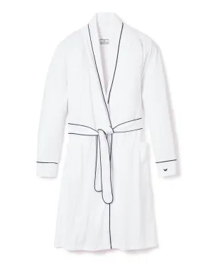 Women's Pima Robe | White with Navy Piping